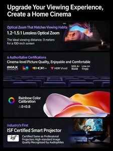 XGIMI RS 20 Proiettore Domestico Portatile con Laser Tricolore, Zoom 4K, DLP Android, 2800 Lumen, Lente Master Red Circle - Product Image 5