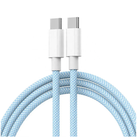 Cable de Carga USB-C Trenzado Personalizado de 60W 100W, Cable de Carga Rápida USB C a Tipo-C para iPhone 15 Pro Max