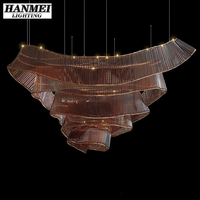 Lustre en cristal créatif en forme de vague pour centre commercial, hall d'hôtel, salle de banquet, décoration personnalisée, lustre en verre à rubans