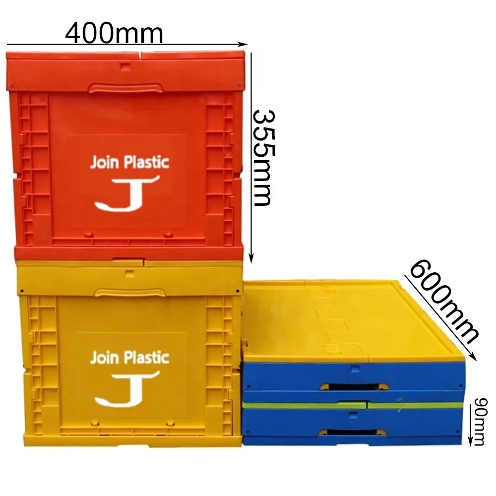 JOIN Foldable Plastic Storage Box Collapsible Crate With Lid Vented Crate Collapsible Container plastic storage crate