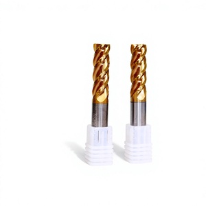 Fresa de carburo de tungsteno plana de 4 filos D12×Cut30×OAL75, para fresado de acero endurecido HRC58, con recubrimiento dorado antidesgaste - Product Image 1