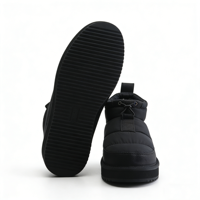 Bottes d'hiver matelassées noires OEM/ODM en gros, chaussures d'extérieur chaudes, logo et style personnalisés, semelle antidérapante, MOQ 100 paires