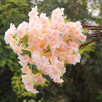 Bunga Sakura Buatan Berkualitas Tinggi Warna Pink, Bunga Sakura Sutra, Cabang Bunga Sakura Buatan untuk Dekorasi Pernikahan