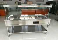 Table de Buffet Commerciale en Acier Inoxydable avec Couvercle en Verre et Bain-Marie Chauffant Électrique