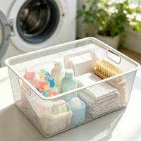 Organisateur de vêtements en treillis métallique, capacité 28L, 40x40x18cm, panier de rangement coulissant écologique et durable pour armoire, placard, tiroir