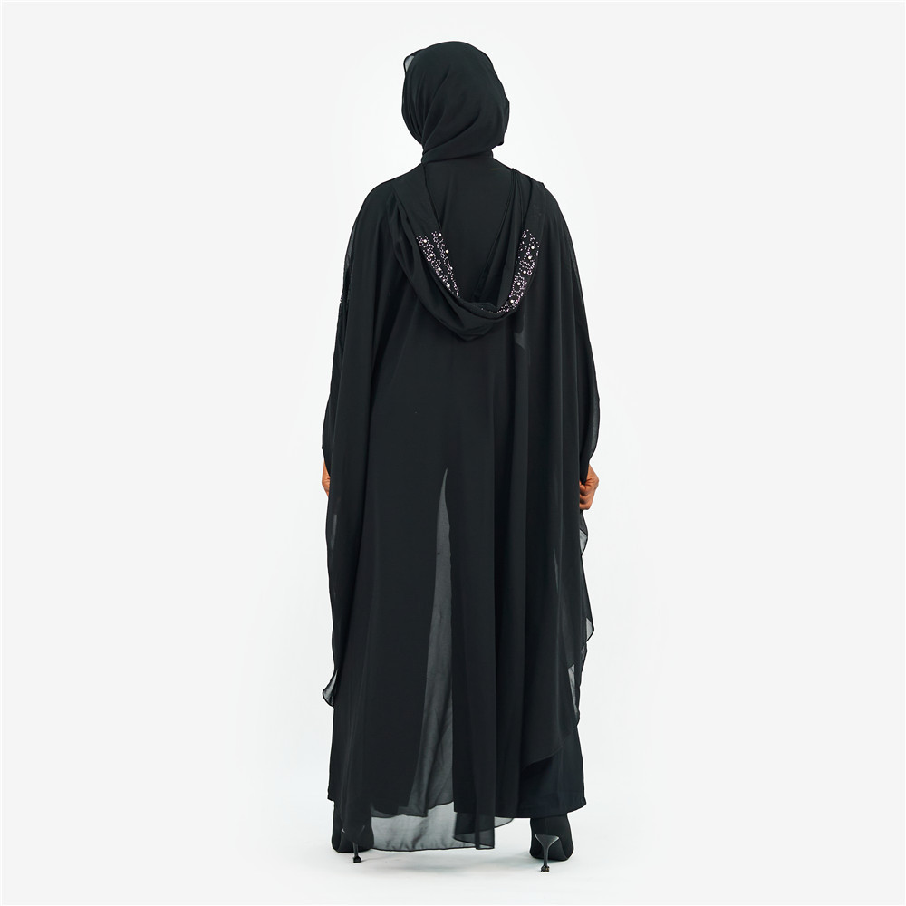 muslim kaftan abaya连衣裙和服女装杜拜abayas土耳其土石色雪纺连帽