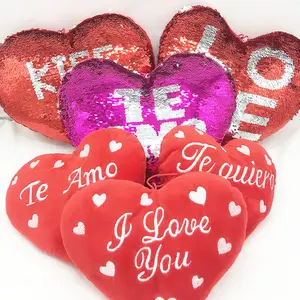 Almohada de peluche OEM, varios estilos, regalos de San Valentín, amor, corazón, texto personalizado, Logo, venta al por mayor