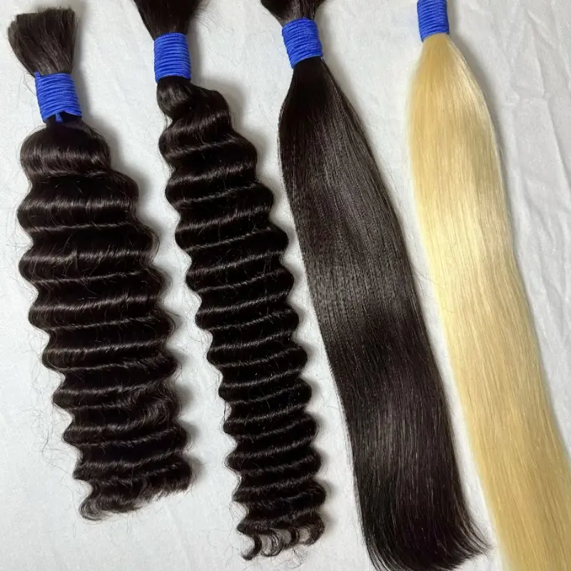 Cuentas de cabello humano Afro para niñas pequeñas Virgen cruda sin procesar Extensión de cabello a granel eslavo ruso Cabello Humano Natural