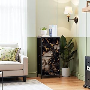 Commode à 4 tiroirs à texture aquarelle bleue douce en métal pastel clair MDF Organisateur de rangement pour salon et chambre à coucher Décoration intérieure - Product Image 4