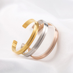 Fashion <b>Cuff</b> <b>Bracelet</b> Stainless Steel Geometric C Shape Men's Jewelry Gold <b>Silver</b> Rose Gold Color XYB0120 - Product Image 1