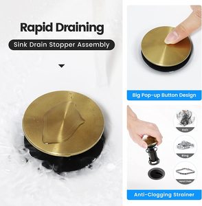Hot Sales Pop up <strong>Sink</strong> Drain with <strong>Overflow</strong> <strong>Sink</strong> Drain for Bathroom Vessel <strong>Sink</strong>- Polished Chrome Gold Brushed Matte Black - Product Image 6