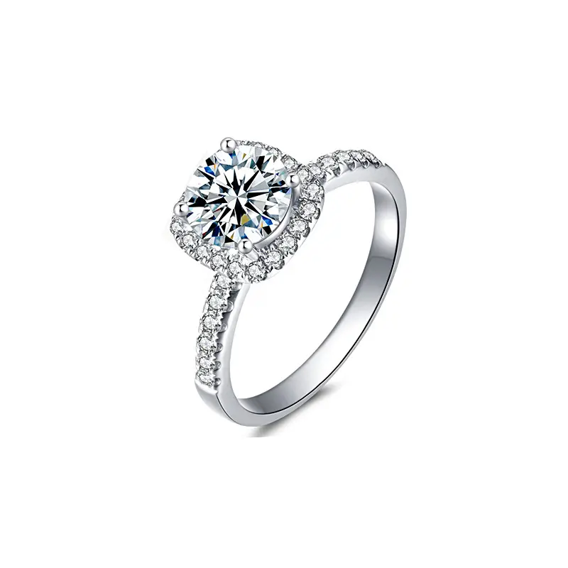 Moissanite Engagement Ring Met Sterling Zilveren Schacht Voor Vrouwen Brilliant Ronde Cut Stone Vvs Gemaakt Voor Voorstel Enga