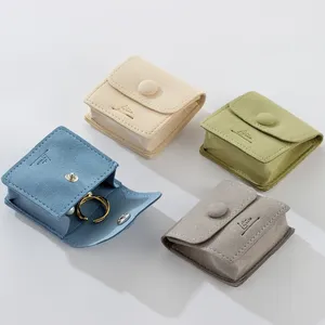 Sợi Nhỏ Vòng Đeo Tay Vòng Cổ Nhẫn Đồ Trang Sức Bao Bì Pouch Tùy Chỉnh In Snap Nút Mềm Da Lộn Đồ Trang Sức Bên Lớp Túi Túi