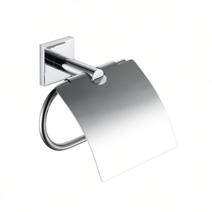 Porte-papier toilette fermé Giona Line, chromé, longueur 19,5 cm, fixation murale, accessoire de salle de bain - Product Image 3