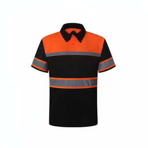 <b>Men's</b> Hi Vis Construction Short Sleeve <b>T</b>-<b>Shirt</b> Hi Vis Workwear Reflective Safety Polo <b>T</b> <b>Shirt</b> With Reflective Tapes - Product Image 1