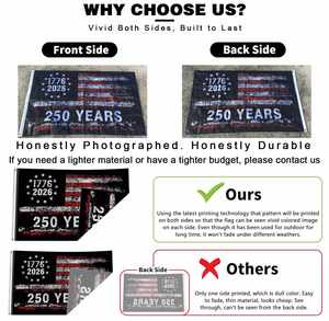 ธงชาติอเมริกัน 250 ปี ขนาด 3x5 ฟุต พิมพ์สองด้าน ลายฉลองครบรอบชาติสหรัฐอเมริกา ปี 1776-2026 ธงที่ระลึก - Product Image 4