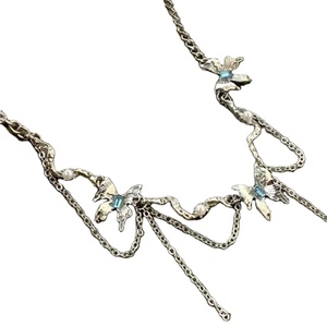Collares de Moda <span class=keywords><strong>2023</strong></span> con Borlas de Mariposa y Diamantes de Imitación Azules para Mujeres y Niñas, Collar de Cadena Irregular - Product Image 1