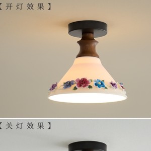 Vintage Art Ceramic Chandelier Led Single Head Ceiling Light Hand Painted For Entryway Hallway Bedroom - Product Image 3