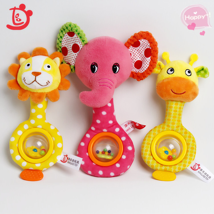 Мягкая детская игрушка-погремушка в виде плюшевого слона