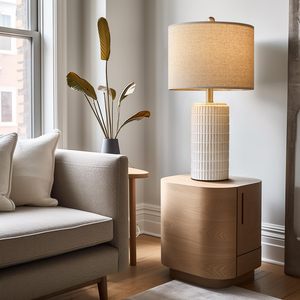 <span class=keywords><strong>Lampe</strong></span> de table en céramique moderne <span class=keywords><strong>SIMIG</strong></span>, blanc beige, lampes de chevet pour chambre à coucher, salon, lampes de table style farmhouse - Product Image 2