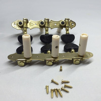 Gitar Klasik Berlapis Emas Bentuk Pinggang ABS Triple Pegs Plastik Berlapis Emas, Mesin Penyetel Senar, Nut, dan Knob