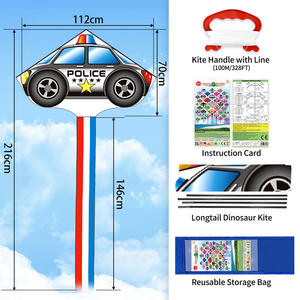 Alta calidad nuevo diseño promocional niños al aire libre larga cola grande coche <span class=keywords><strong>de</strong></span> policía bandera luchador cometas juguetes voladores para niños - Product Image 4