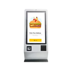 Kios Pembayaran Layar Sentuh Layanan Mandiri 24 Inci dengan Pencetak dan Pemindai untuk Mesin Pemesanan Mc dan KFC