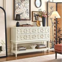 Console de Rangement JINXI en Bois Massif Style Rétro Français pour Salon, Entrée ou Couloir, Meuble de Rangement Étroit Crème