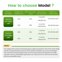 Mini ATS AC Commutateur de transfert automatique 2P 63A 80A 110V 220V Double alimentation automatique Sélecteur électrique Montage sur rail DIN Classe PC