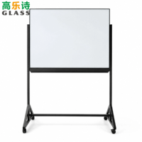 Tableau blanc magnétique grand format pour salle de conférence, en verre trempé de 4 mm, avec support en fer robuste, plateau à marqueurs pleine longueur et roulettes verrouillables