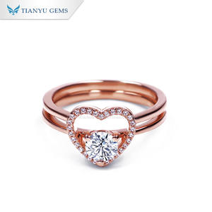 แหวนเงินแท้ Tianyu S925 ประดับโมอิสซาไนต์ 5.0 มม. ดีไซน์รูปหัวใจ 2 สี แหวนหมั้น/ขอแต่งงาน สำหรับวันวาเลนไทน์ - Product Image 2