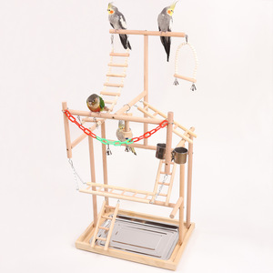 Grand support de jouets de luxe pour oiseaux avec échelle de terrain de jeu et balançoire pour perroquet en bois écologique pour l'escalade et le jeu - Product Image 4