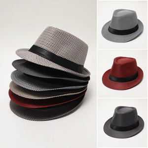 <span class=keywords><strong>Cappello</strong></span> Fedora Autunno Inverno per <span class=keywords><strong>Uomo</strong></span> Vintage a Quadri Retrò Elegante con Fascia Nera <span class=keywords><strong>Cappello</strong></span> Trilby Jazz Maschile - Product Image 2