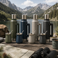 Bouteille isotherme à double paroi en acier inoxydable 304 avec logo personnalisé, grande capacité, pour yerba maté, café, eau, voyage