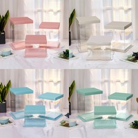 Boîte d'emballage en plastique transparente avec impression décalage, tailles variées, 50 pièces, boîtes à gâteaux pour anniversaire