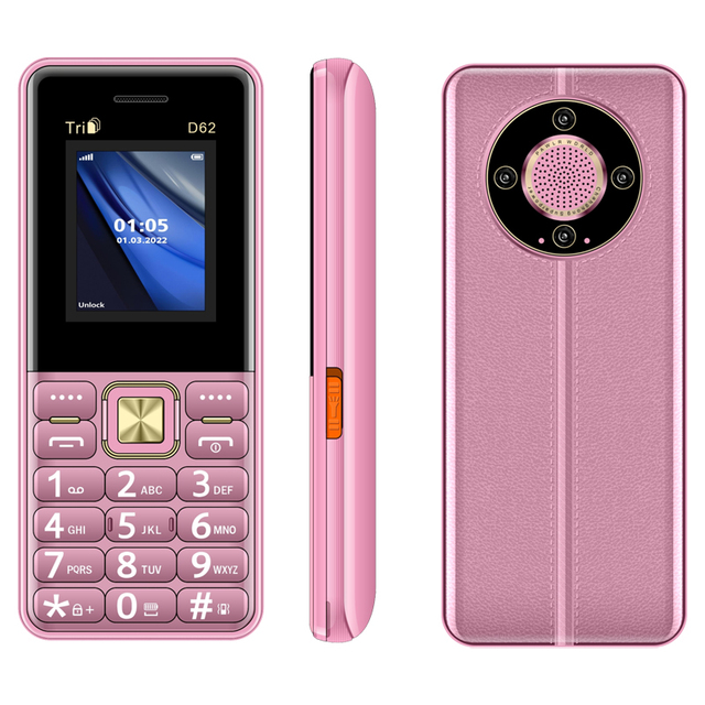 In Stock Fast Shipping D62 1.8inch 3 Sim Card Cheap Button Phone Feature Phone