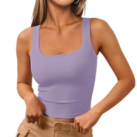 T-shirt sans manches d'entraînement pour filles, top court d'été personnalisé de haute qualité, coupe ajustée, côtelé, avec strass, pour femmes
