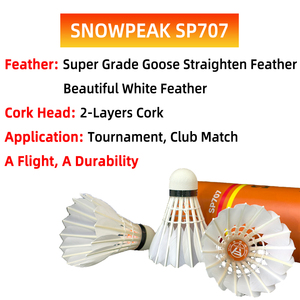 SNOWPEAK SP707 Clase a Pluma de ganso OEM Personalizable Torneo Competencia Volante Bola de bádminton Fabricante de fábrica - Product Image 3