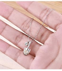 Real Gold Plated S925 Sterling Silver <b>Small</b> Shovel Moissanite <b>Necklace</b> - Product Image 4