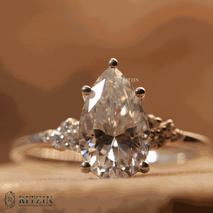 Pera y corte redondo diamante 7 piedra estilo anillo de compromiso para mujer - Product Image 1