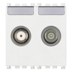 เต้ารับ TV-RD-SAT แบบ Pass-Through พร้อมช่องจ่ายไฟ 2 ช่อง สีขาว 5.1x4.3x5.3 ซม. - Product Image 1
