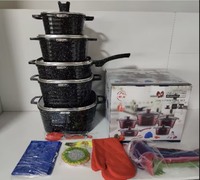 Nouvel ensemble de 21 ustensiles de cuisine carrés en aluminium avec poêle antiadhésive et revêtement granit, batterie de casseroles et kit d'outils de cuisine – Vente en gros