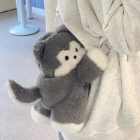 Mignon Husky Puppy Cartoon Sac à dos Sac à main Party Furry Crossbody Bag pour filles avec Doll Purses