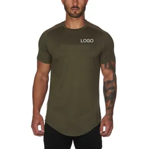 Мужская спортивная футболка, быстросохнущая эластичная свободная дышащая футболка с короткими рукавами для фитнеса и бега, в европейском и американском стиле