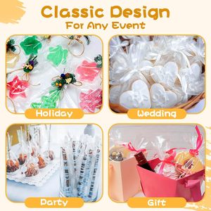 Sacs en cellophane BOPP irisés holographiques roses 4x6 et 5x11 pouces, avec attaches torsadées robustes pour bonbons, friandises, chocolats, supermarché - Product Image 3