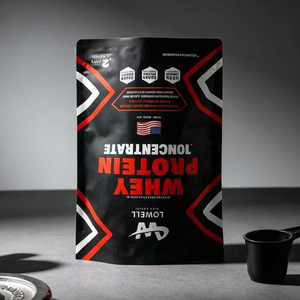Custom Printed Black Aluminum Foil Stand Up Zipper Pouch for 500g 1000g Whey <b>Protein</b> Powder Supplement - Product Image 5