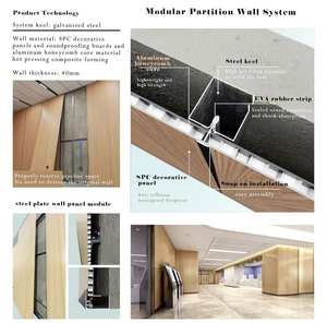 Modular Office School Warehouse Acoustic Wooden Steel <strong>Partition</strong> Wall Divider With Soundproof Panel System - Product Image 5