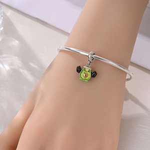 Breloques en forme d'avocat, fraise, cerise, citron, en cuivre plaqué argent, avec émail et zirconiums cubiques, pour bracelet DIY, cadeau - Product Image 2