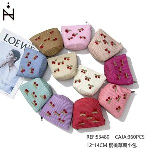 Cherry Straw Woven Bag 12x14cm <b>Small</b> <b>Purse</b> For Women Fashion Accessory - Product Image 3