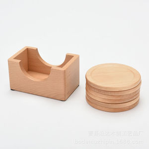 Wooden Round Coaster Set Beech Wood Heat Insulating Home Coffee Cup Use - Product Image 5